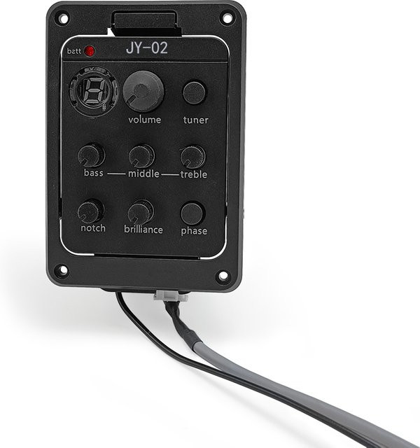 301-Band Akustikgitarren-Tonabnehmer in Schwarz mit Stimmgerät, Mikrofonmischung, Vorverstärker, EQ, Tuner und Beat-Board sowie weichem Piezo 201 - Bild 1