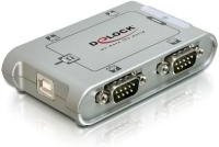 DeLock USB 2.0 zu 4-Port Serieller Hub RS-232 Adapter in Silber - Bild 1