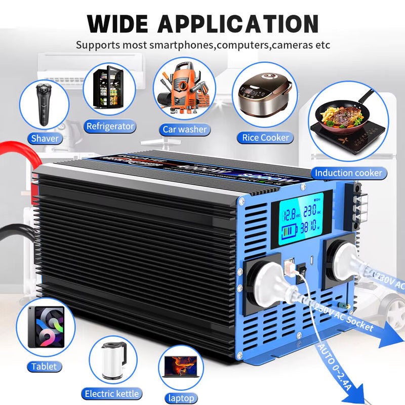 FLAMEZUM Wechselrichter mit reiner Sinuswelle, DC 12 V/24 V zu AC 230 V, Solar-Transforme-Konverter mit LCD-Display, USB und Fernbedienung - Bild 3