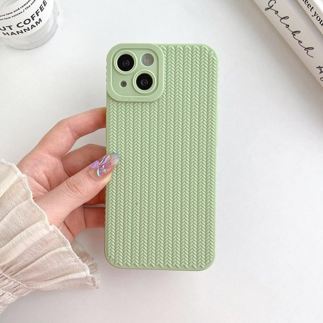 Stoßfeste Handyhülle mit gewebtem Muster für iPhone Modelle von iPhone 7 bis iPhone 15 Pro Max in Beige von TUNEDEE - Bild 1