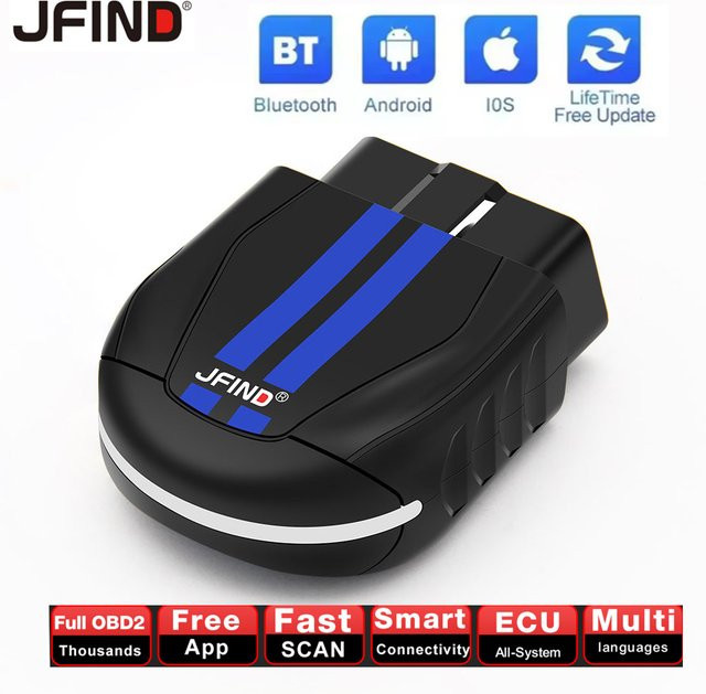JFIND ELM327 Bluetooth 5.1 OBD2 Scanner Engine Fault Tool in Schwarz für Android und iOS - Bild 1