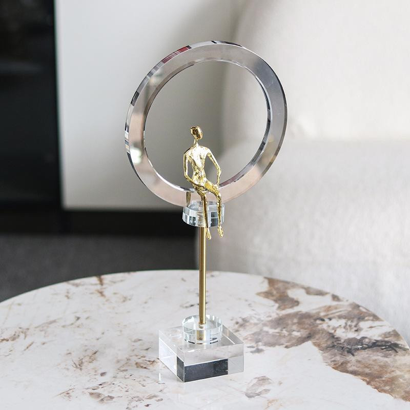 Luxus Kristall Denker Figur mit Doppelring Basis als Designer Deko Ornament für dein Zuhause - Bild 3