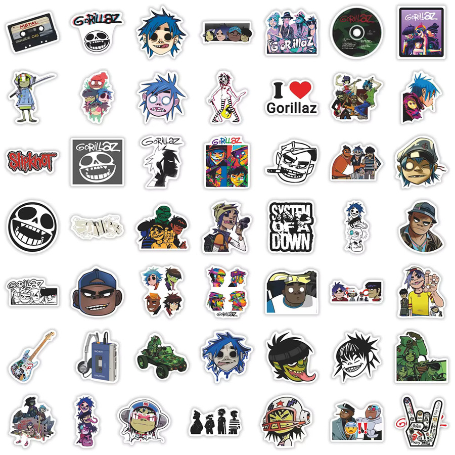 Gorillaz Band Aufkleber Set für Laptop, Gitarre und Scrapbook in Multicolor - Bild 4