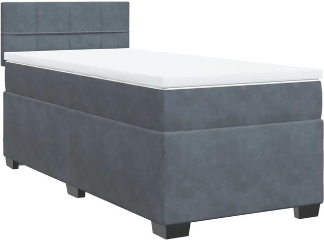 vidaXL Boxspringbett mit Matratze in Dunkelgrau und Weiß, Hybrid-Design mit Taschenfederkern und Samtbezug, inklusive USB-Ladeport und Unterbettbeleuchtung, B/T: 100 x 200 cm - Bild 1