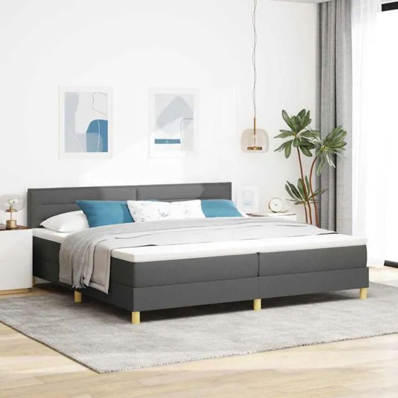 vidaXL Boxspringbett mit Matratze in Anthrazit und Grau aus Stoff, B/T: 200 x 200 cm - Bild 1