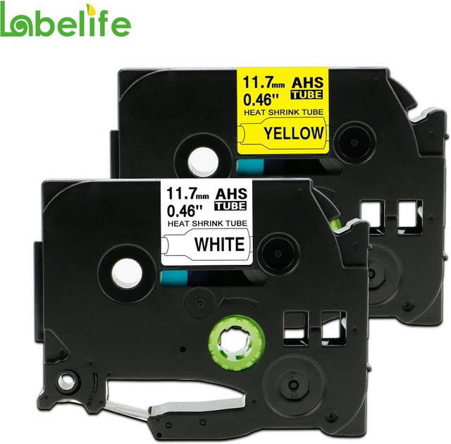 Brother Schrumpfschlauch-Band für P-touch Etikettiergeräte in Gelb und Weiß kompatibel mit HSe-231 HSe-211 HSe-221 HSe-631 PT-E550W E300 E500 P750WVP P900 P950W 7600 - Bild 1