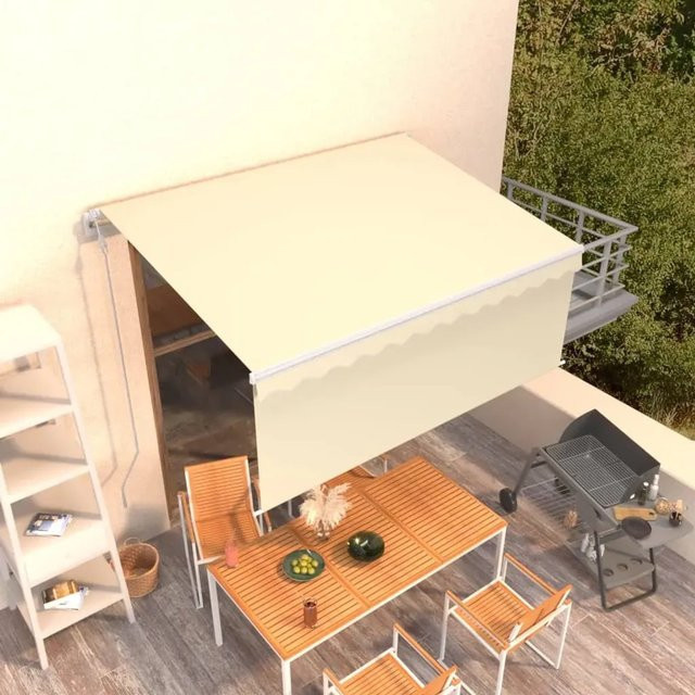 Furnicato Automatische Markise mit Volant aus Aluminium und Polyestergewebe in Creme, B x H: 3 x 2 m - Bild 1