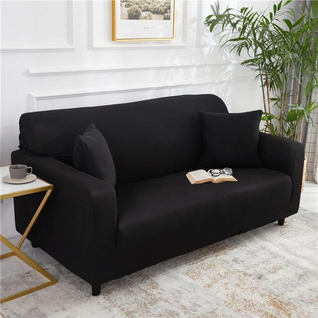 Elastische Sofaabdeckung für 2-Sitzer in Schwarz, schmutzabweisende Stretch-Couchbezüge für L-förmige Sofas, 1 Stück - Bild 1