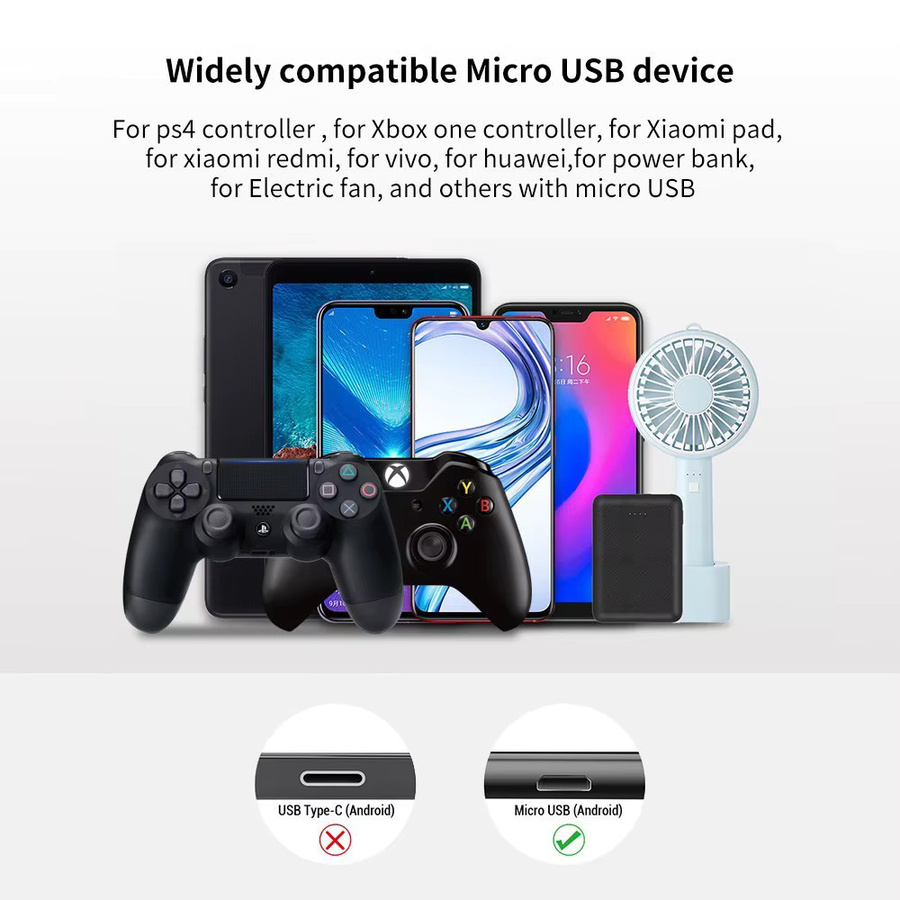 TECTINTER Micro USB Kabel für Samsung Smartphones und Xbox One oder PS4 Controller mit 2A Schnellladefunktion - Bild 5