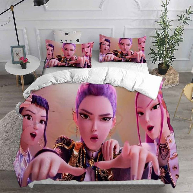 Gu Tao KPop Dämonenjäger Bettwäsche-Set aus Polyester, Mehrfarbig, 3-teilig, B/H: 245 x 210 cm - Bild 1
