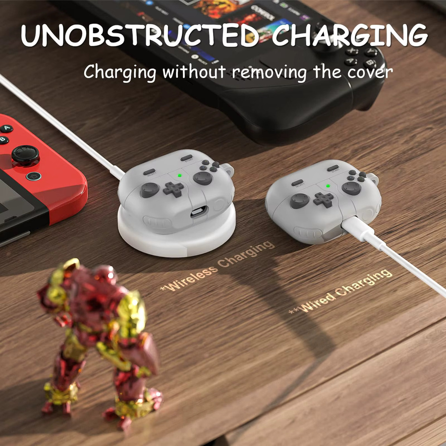 Samsung Galaxy Buds 3 FE Buds 3 Pro Buds 3 Schutzhülle Game Player Design in Schwarz mit Karabiner und Umhängeband - Bild 4