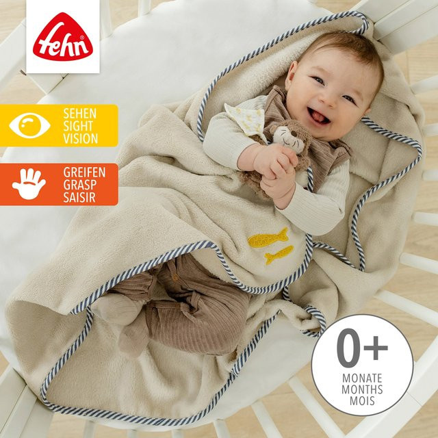Fehn 2-tlg. Set Kuscheldecke und Greifling Otter Theo in Beige, Weiß und Multicolour, B/H: 75 x 100 cm - Bild 1