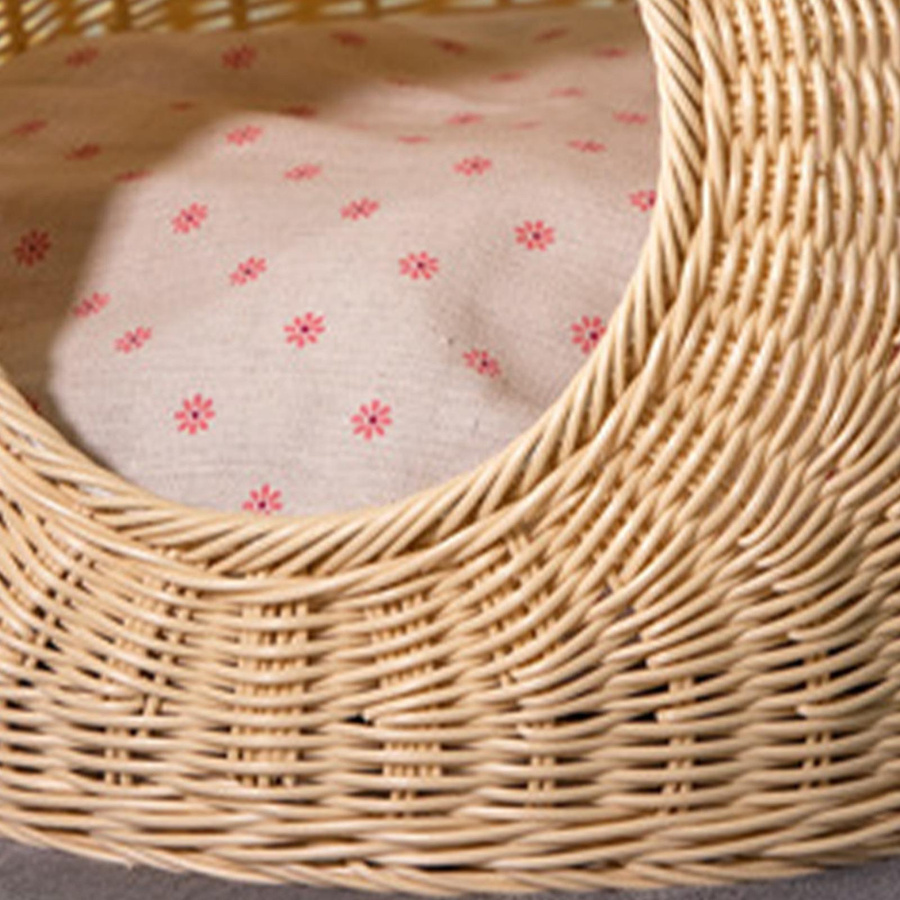 Nensit Katzenbett in Rattan-Optik mit Katzenohren, handgeflochtenes und waschbares Katzenhaus für innen, beige, B/T/H: 45 x 45 x 45 cm - Bild 2