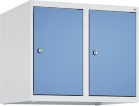 C+P Aufsatzschrank 7035/5023 mit 2 Abteilen und Zylinderschloss, B/T/H: 50 x 60 x 50 cm, Lichtgrau/Fernblau - Bild 1