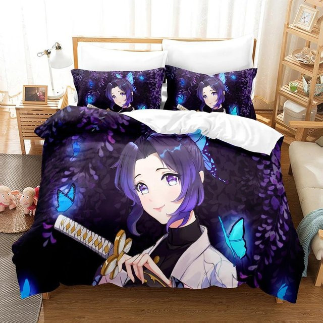 Your Warm Home Bettwäsche-Set Demon Slayer Kochou Shinobu mit Bettbezug und Kissenbezug, Lila, B/H: 135 x 200 cm - Bild 1