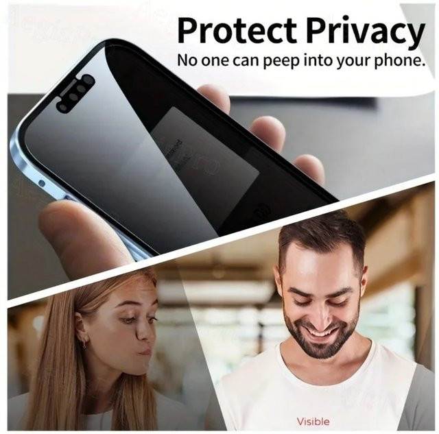2 Stück mattierte Privatsphäre-Schutzfolien aus gehärtetem Glas für iPhone 17 16 15 14 13 12 11 Pro Max Serie - Bild 1