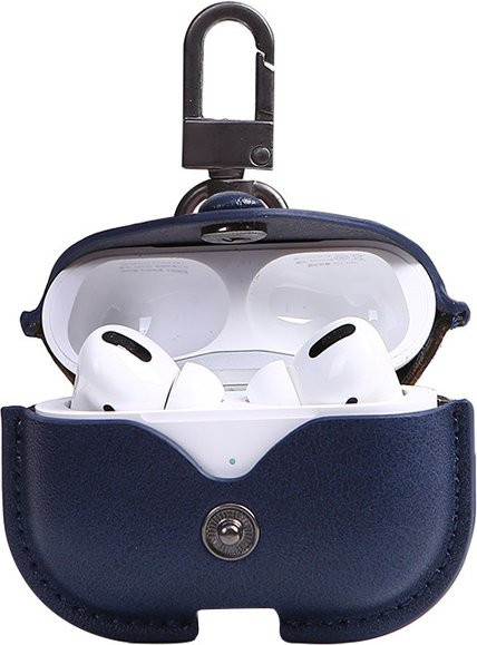 Retro-Luxus-Ledertasche für Apple AirPods 4, 3, 2, 1 und Pro 2, Business-Kopfhörerhülle mit Haken in Schwarz - Bild 1
