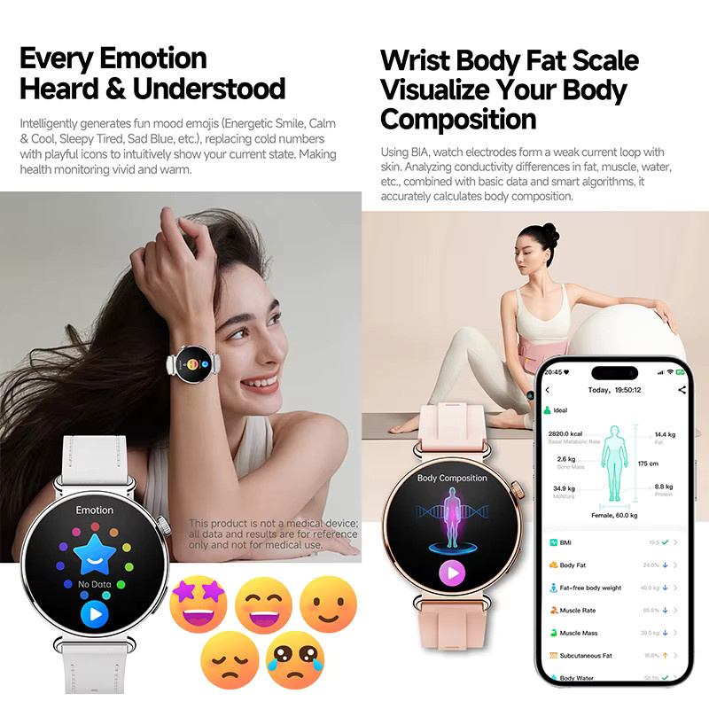 Yaocx Smartwatch für Damen in Silber mit Herzfrequenz-, Blutdruck- und Blutsauerstoffüberwachung, Schlaftracking und Bluetooth-Anruffunktion - Bild 5