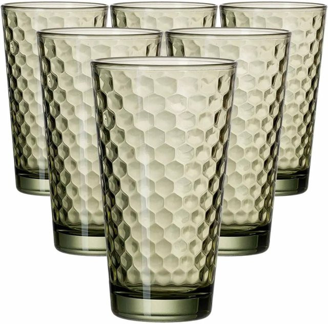 Ritzenhoff & Breker Favo Tumbler Longdrinkgläser mit geometrischem Design, Grün, 6er Set, 400 ml - Bild 1