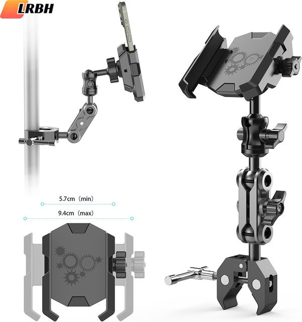 LRBH Telefonhalter mit Superklemme in Schwarz für Laufband, Spin-Bike, Kinderwagen und Rollstuhl - Bild 1