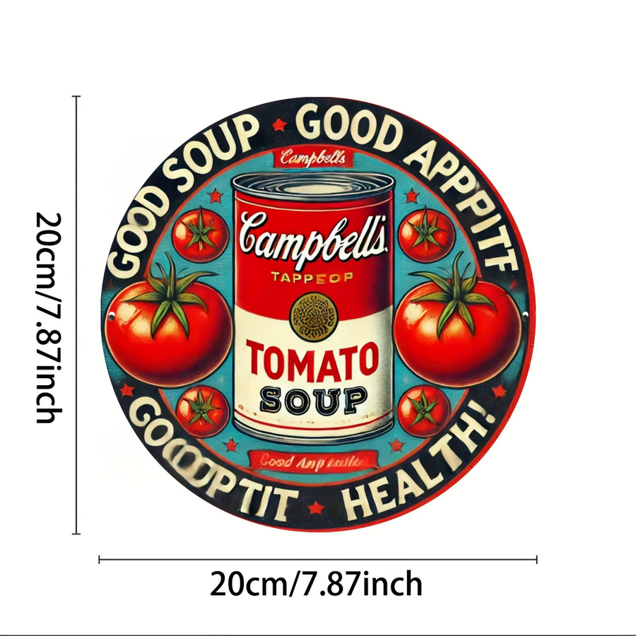 Potdemiel Vintage Campbell's Tomato Soup Rundes Metallschild Durchmesser: 20,3 cm - Bild 2