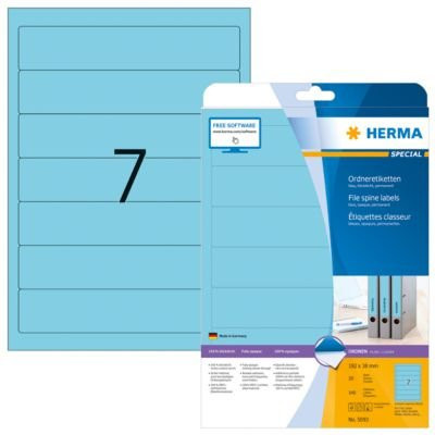 Herma Ordnerrückenetiketten A4, blau, 140 Stück, permanent haftend und bedruckbar - Bild 1