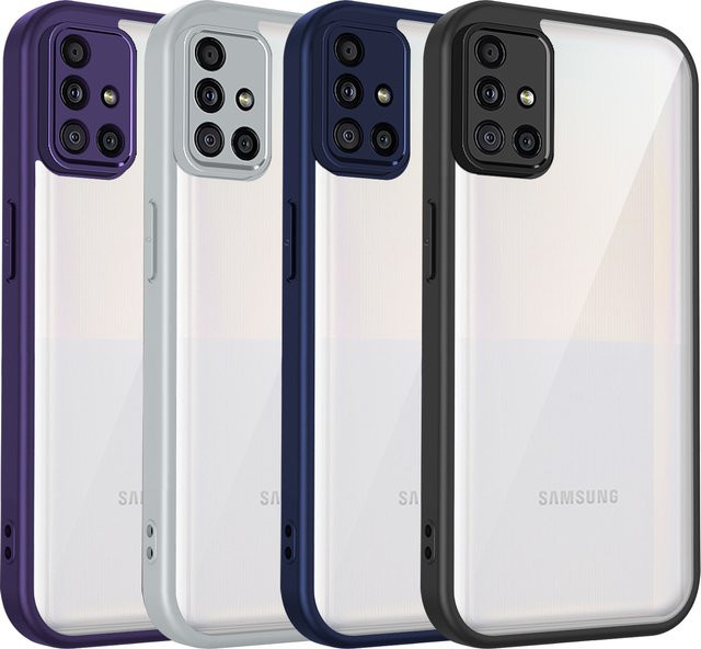 Samsung Galaxy M51 Handyhülle mit Air Cushion Technologie aus Silikon in Transparent und Blau - Bild 1