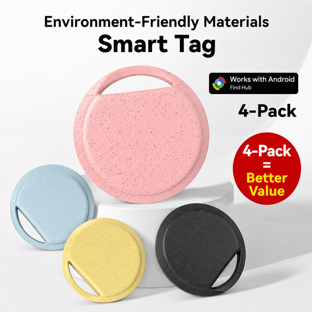 4er-Pack Anti-Verlust-Tracker kompatibel mit Google Find My Device App für Android, intelligente Positionierung für Taschen und Gepäck, Ortungsgeräte für Pixel und Xiaomi - Bild 1