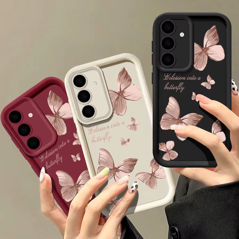 Schmetterling Handyhülle für Samsung Galaxy S25 S24 S23 S22 Ultra Plus FE A56 A55 A54 A36 A35 A16 A15 in Rot - Bild 1