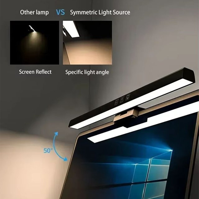 GGBEE LED-Monitorleuchte in Schwarz mit stufenloser Dimmung und Touch-Bedienung - Bild 1