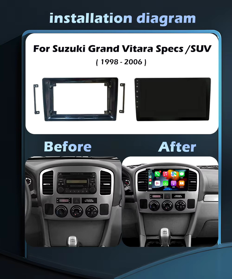 QiumianNavi Android 16 Autoradio mit Wireless CarPlay und GPS für Suzuki Grand Vitara SUV 1998-2006 in Schwarz - Bild 2