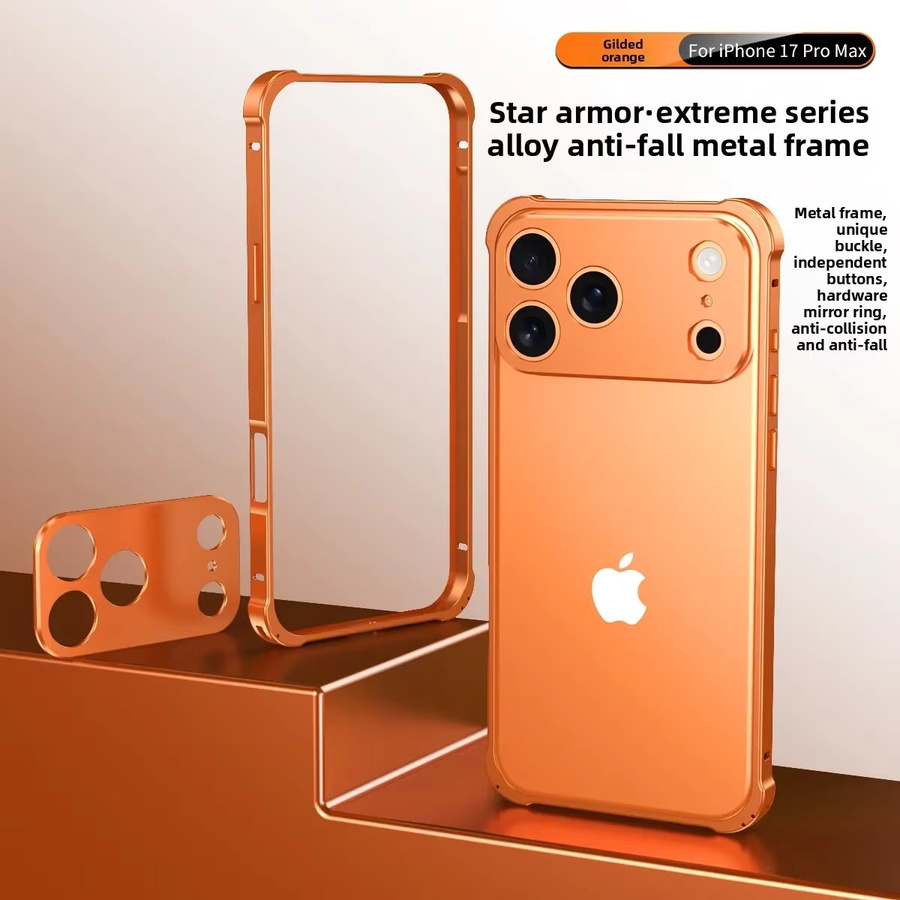 Aluminium-Hartschalen-Schutzhülle mit Linsenschutzabdeckung für iPhone 17 Air Pro Max in Schwarz - Bild 6