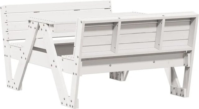 vidaXL Picknicktisch für Kinder aus massivem Kiefernholz in Weiß, B/T/H: 122 x 88 x 58 cm - Bild 1