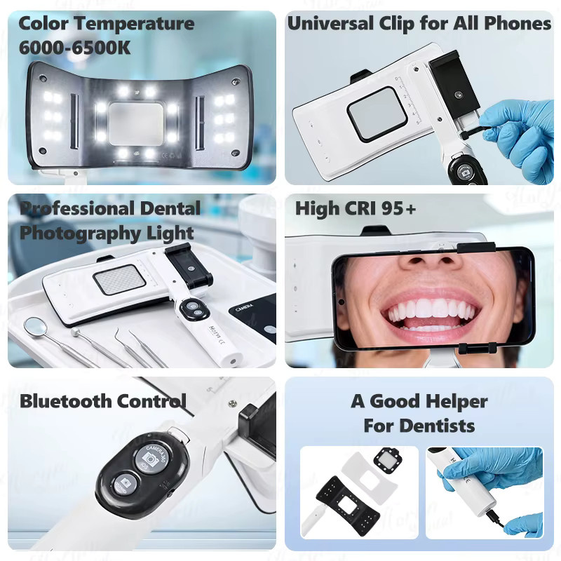 Horyn Dental-Fotografie-Fülllampe mit Dual-LED-Flash und Bluetooth, Weiß - Bild 3