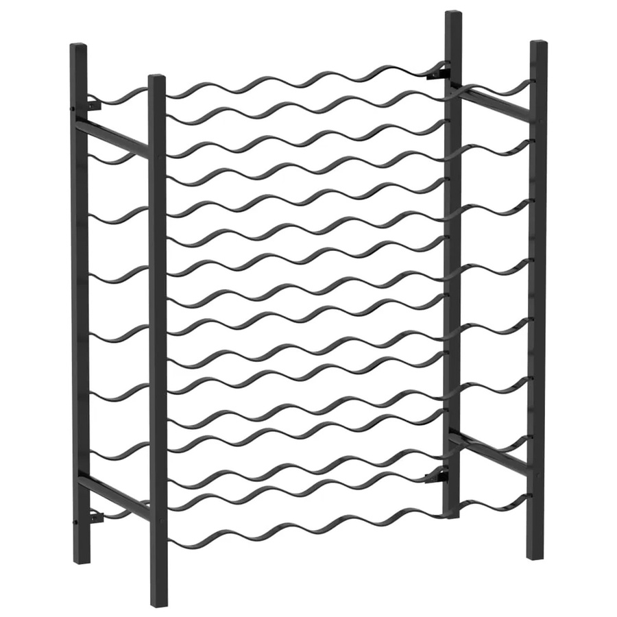 vidaXL Weinregal aus Metall in Schwarz, modern und freistehend, Kapazität für 48 Flaschen, B/T/H: 80 x 30 x 65 cm - Bild 2