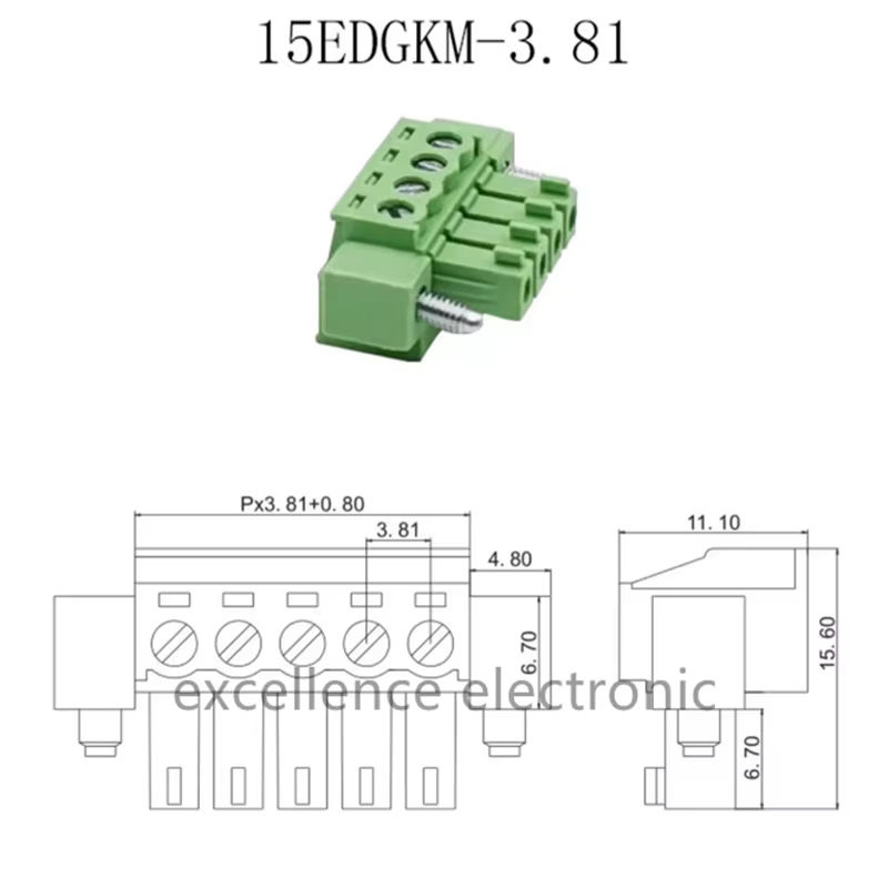 ZSDZFYLLK Steckklemmenblock 2EDG Stoßverbindung männlich und weiblich 15EDGRKM-3,81 mm Pitch - Bild 3