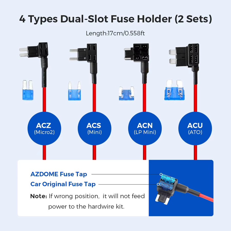 AZDOME JYX04 Auto-DVR Hardwire-Kit mit Niederspannungsschutz, Micro-USB-Anschluss und ACC-Stromkabel, Schwarz - Bild 2