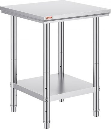 VEVOR Edelstahl Arbeitstisch in Silber, höhenverstellbar, B/T/H: 60 x 60 x 80 cm - Bild 1