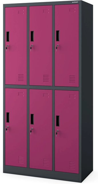 JAN NOWAK Spind IGOR Kleiderspind mit 6 Abteilen und Schließfachschrank, Farbe: Anthrazit-Fuchsia, H x B x T: 185 x 90 x 45 cm - Bild 1