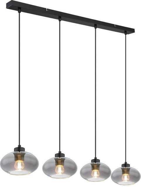 Globo Pendelleuchte Shaun 4-flammig Schwarz Matt Metall und Glas E27 B/T/H: 18,0 x 18,0 x 120,0 cm - Bild 1