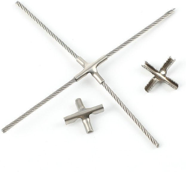 Unsichtbare Diebstahlsicherung Cross Clip Schnalle aus Edelstahl in Silber für Drahtseile 1.8 mm bis 4 mm - Bild 1