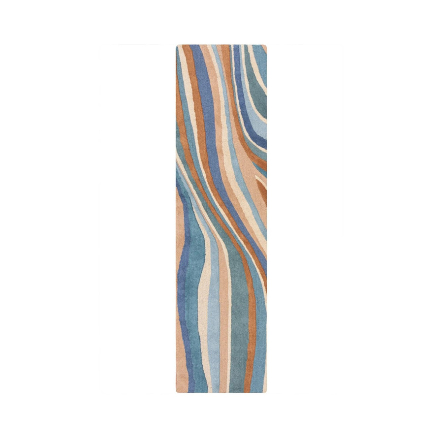 Flair Rugs Wollteppich Abstract Flow Modern Blau-Beige B: 60 cm, T: 230 cm - Bild 2
