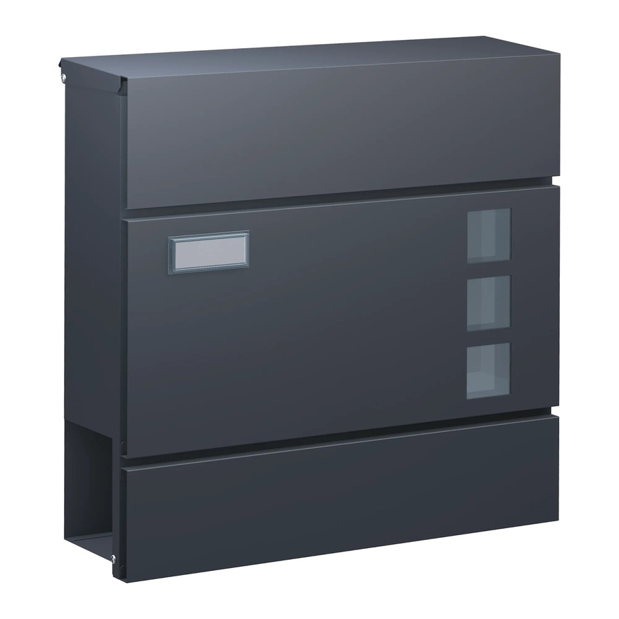 Basi Briefkasten BK 380M aus Stahl in Anthrazit Matt mit Softclose, Zeitungsfach, Sichtfenster und Namensschild - Bild 2