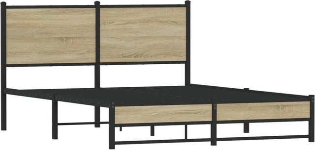 vidaXL Metallbett in Sonoma-Eiche ohne Matratze, B/T/H: 140 x 200 x 91,5 cm - Bild 1