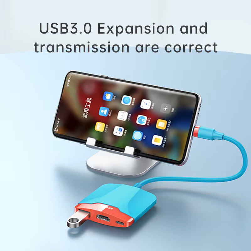 dtvane 3-in-1 USB-C Hub Adapter für Nintendo Switch mit USB 3.0 und PD-Ladefunktion in Metallic Silver/Multicolour - Bild 5