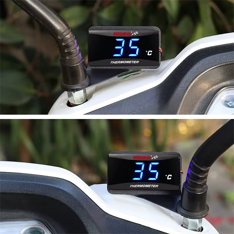 KOSO Digitales LCD Zylinderkopf Temperaturanzeige für Motorräder mit Sensor in Schwarz - Bild 2
