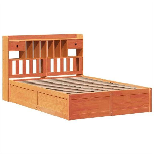 vidaXL Massivholzbett aus Kiefernholz in Braun, rustikales Bett mit Schubladen, B/T/H: 140–160 x 200 x 110 cm (ohne Matratze) - Bild 1