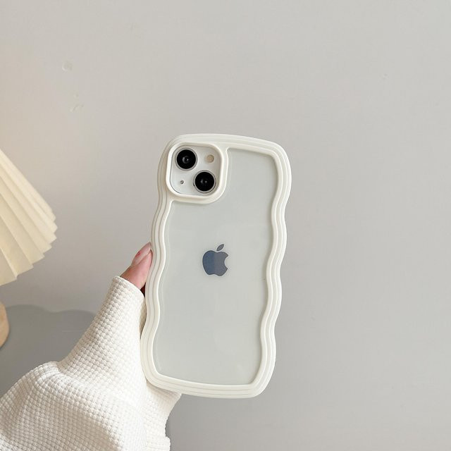 Transparente iPhone Hülle mit Wellen-Design für Apple iPhone 15 Pro Max und weitere Modelle, stoßfeste Ästhetik-Schutzhülle - Bild 1