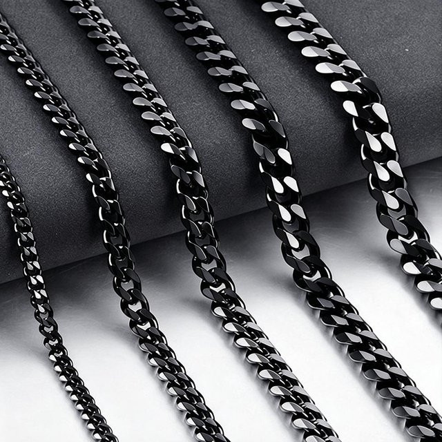 Halskette Edelstahl, Schwarz, Herren, 21cm - Bild 1