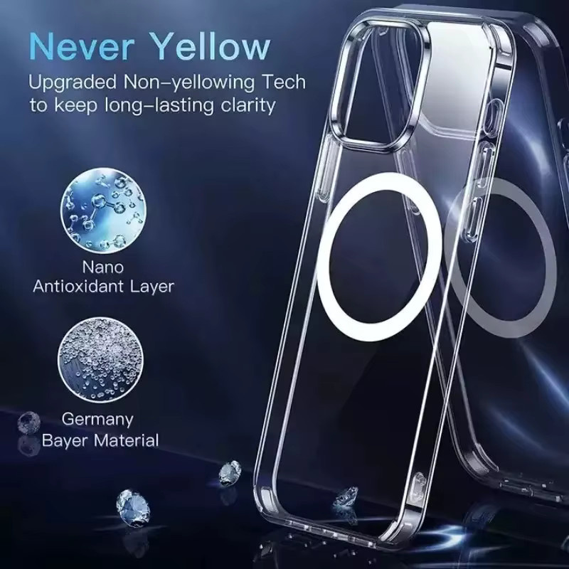 Transparente magnetische Acrylhülle für Apple iPhone 11 12 13 14 15 16 Pro Max Plus Mini mit MagSafe Unterstützung - Bild 5